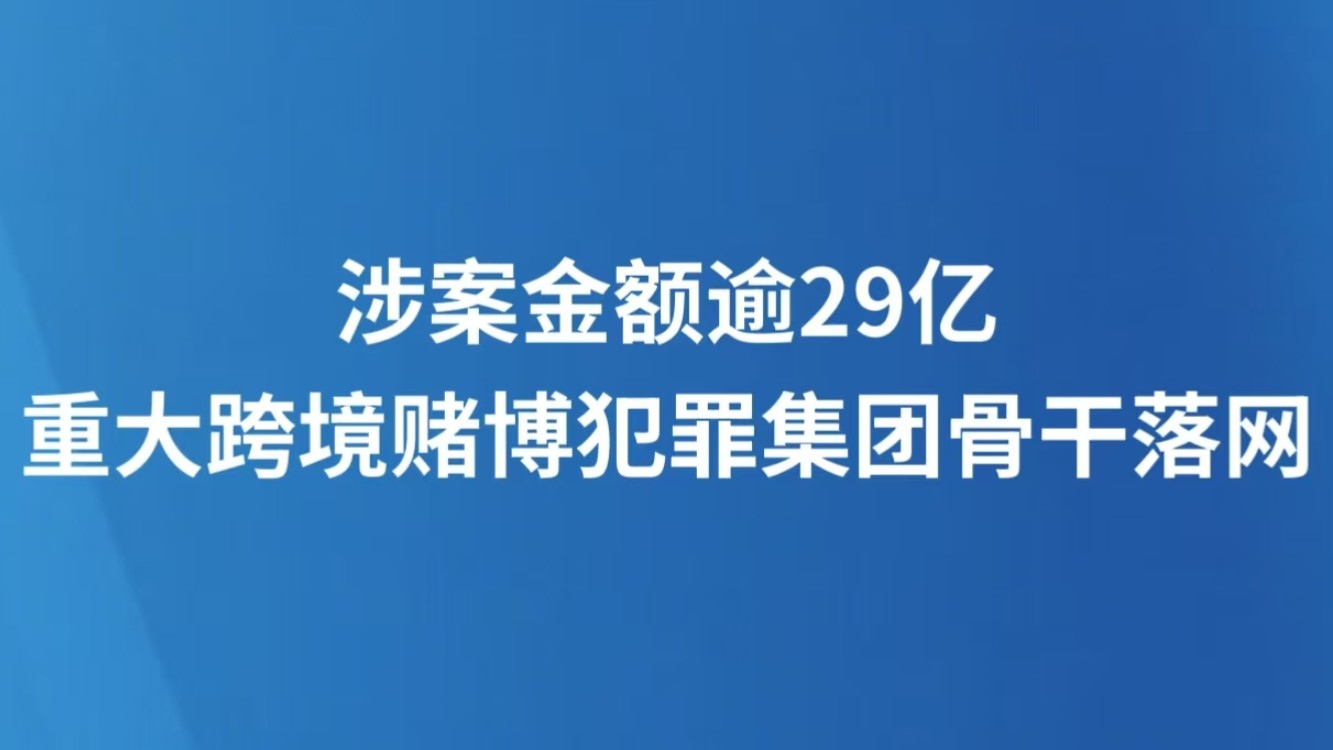 涉案金额逾29亿，重大跨境赌博犯罪集团骨干落网