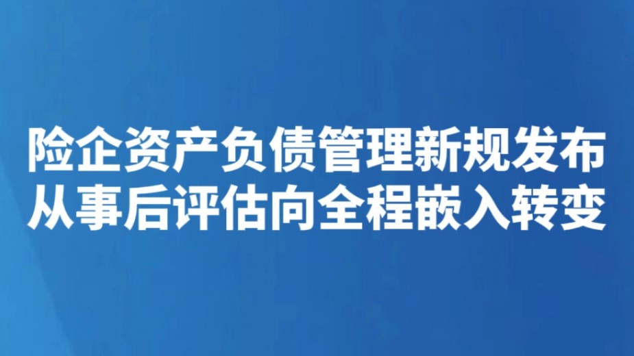 险企资产负债管理新规发布 从事后评估向全程嵌入转变