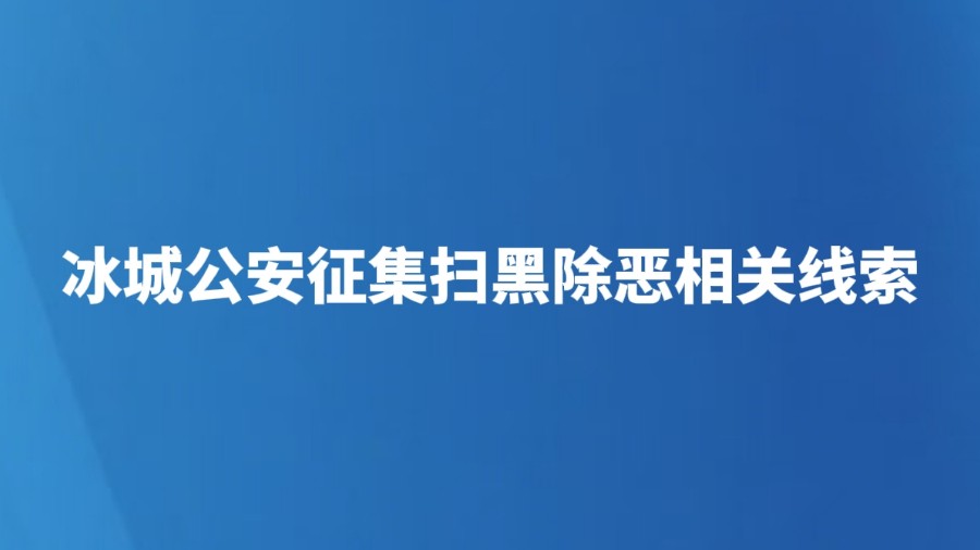 冰城公安征集扫黑除恶相关线索