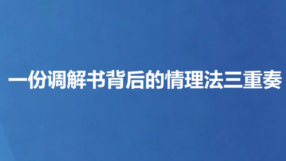 一份调解书背后的情理法三重奏