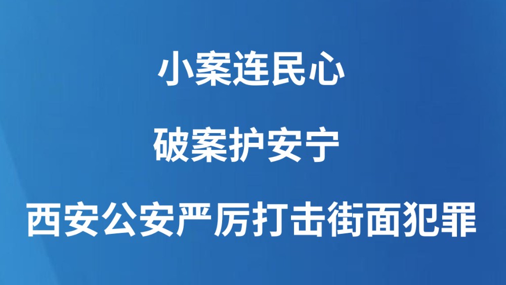 小案连民心，破案护安宁 西安公安严厉打击街面犯罪