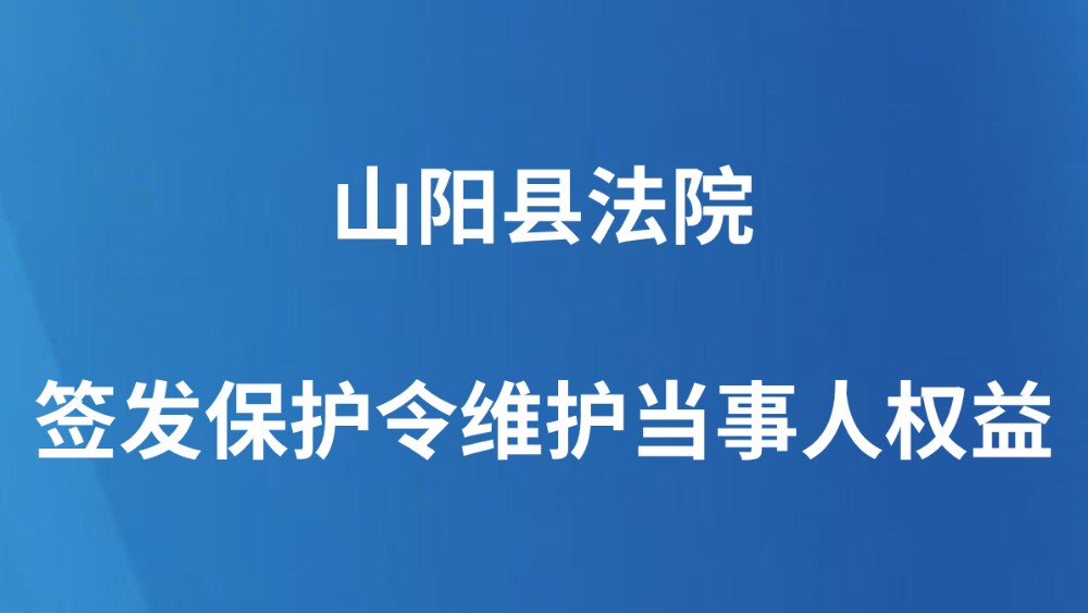 山阳县法院签发保护令维护当事人权益