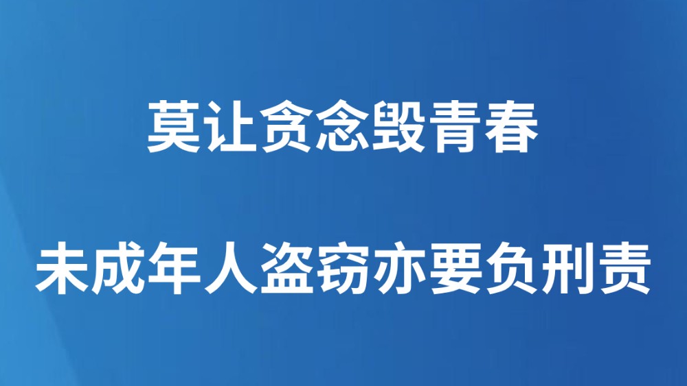 莫让贪念毁青春 未成年人盗窃亦要负刑责