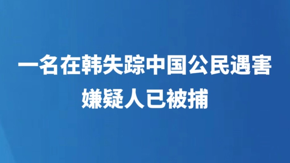 一名在韩失踪中国公民遇害 嫌疑人已被捕