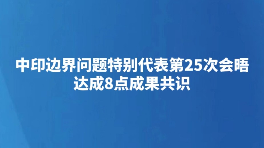 中印边界问题特别代表第25次会晤达成8点成果共识