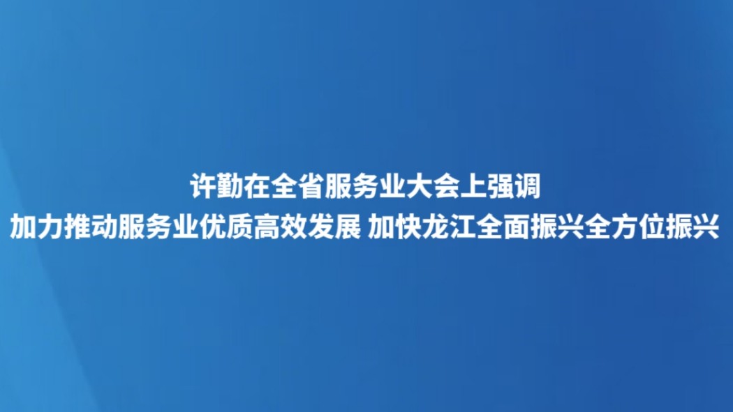 加力推动服务业优质高效发展 加快龙江全面振兴全方位振兴