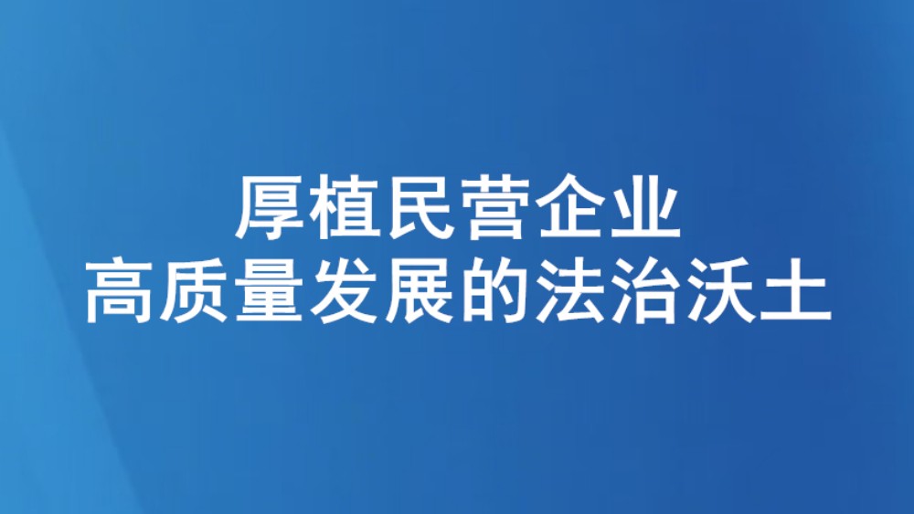 厚植民营企业高质量发展的法治沃土