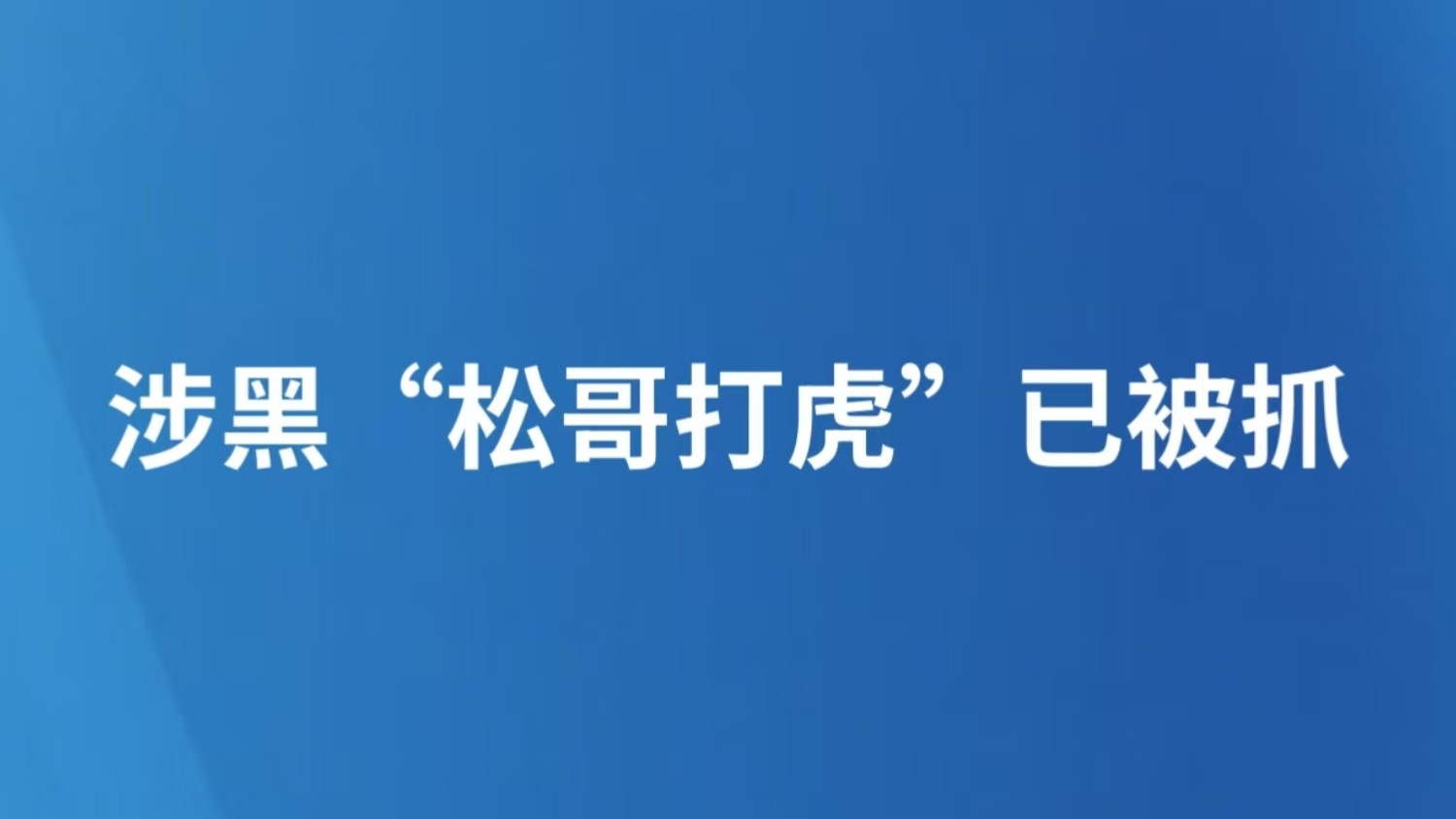 涉黑“松哥打虎”已被抓