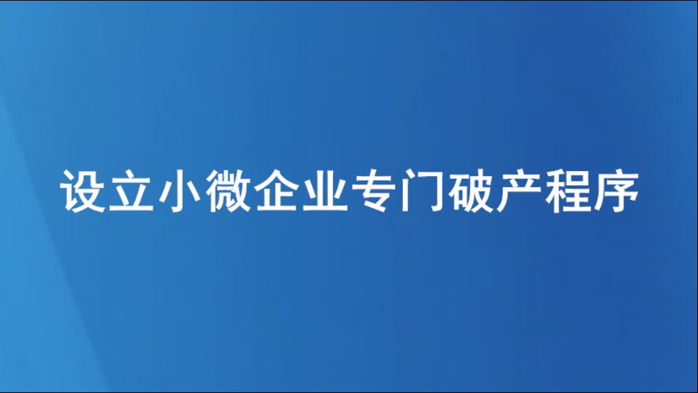 设立小微企业专门破产程序