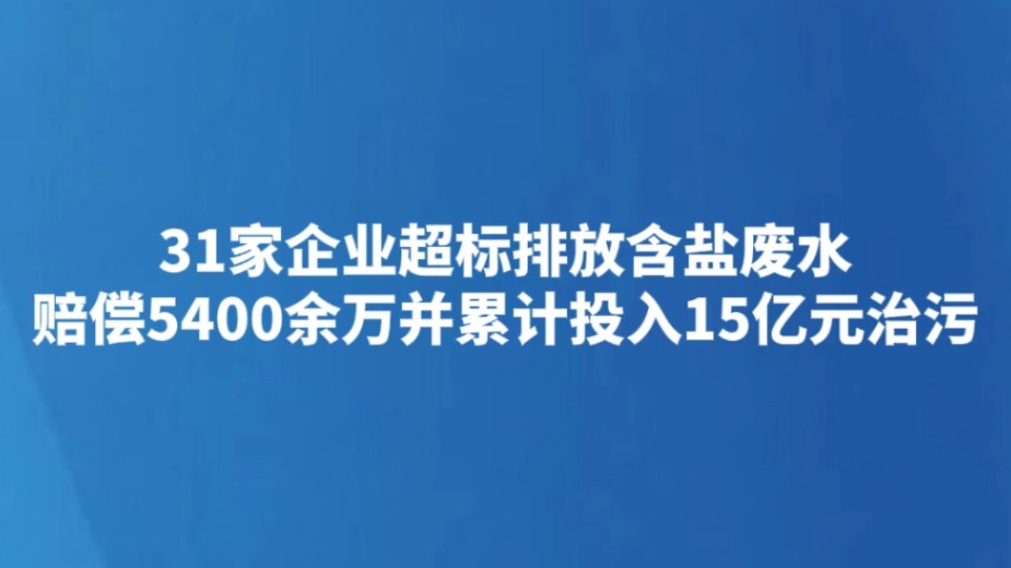 31家企业超标排放含盐废水 赔偿5400余万并累计投入15亿元治污