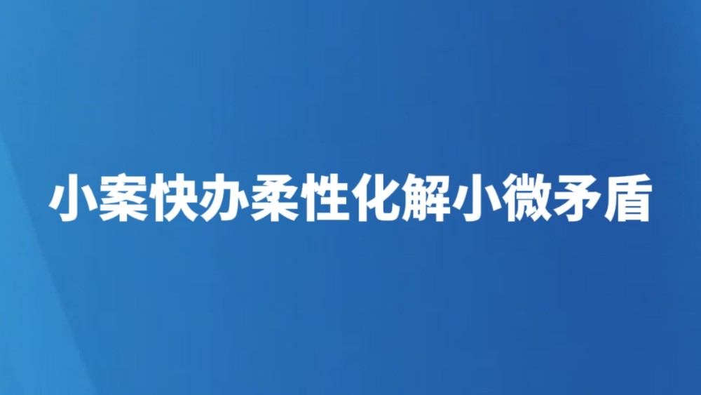 小案快办柔性化解小微矛盾