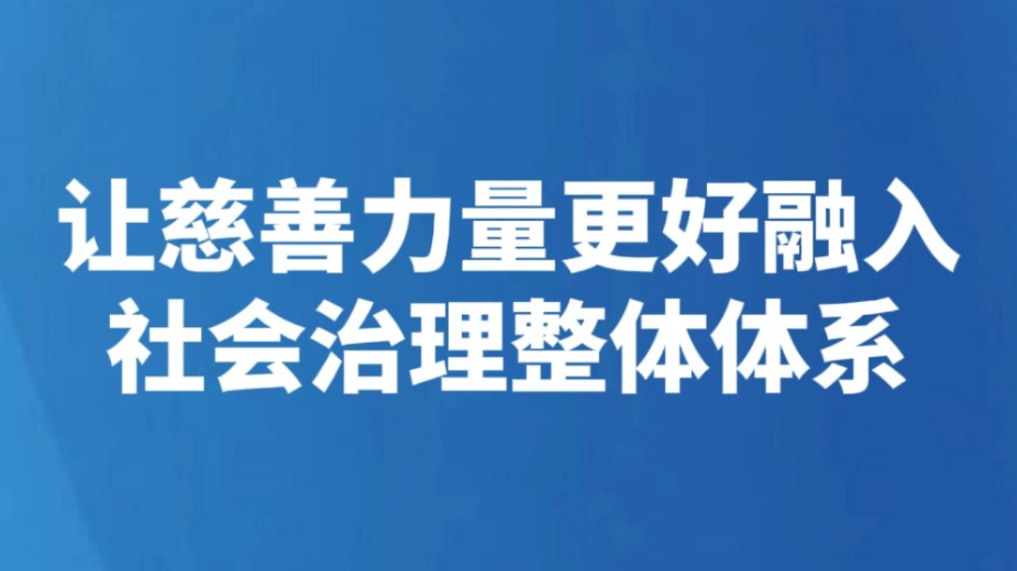 让慈善力量更好融入社会治理整体体系
