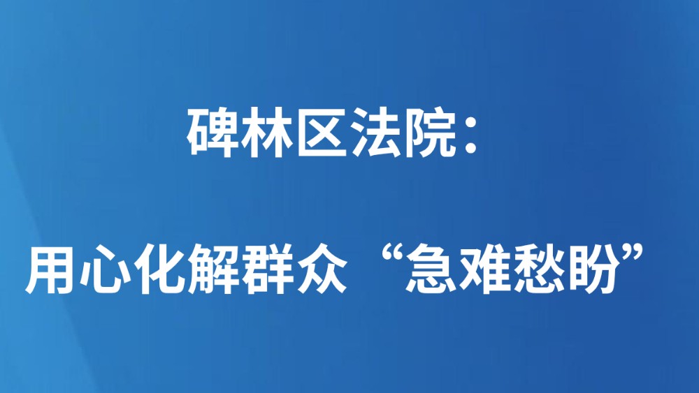 碑林区法院：用心化解群众“急难愁盼”