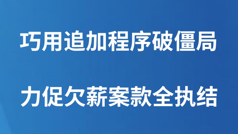 巧用追加程序破僵局 力促欠薪案款全执结