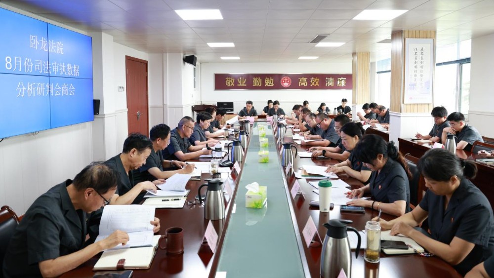 河南省南阳市卧龙区法院召开8月份司法审执数据分析研判会商会
