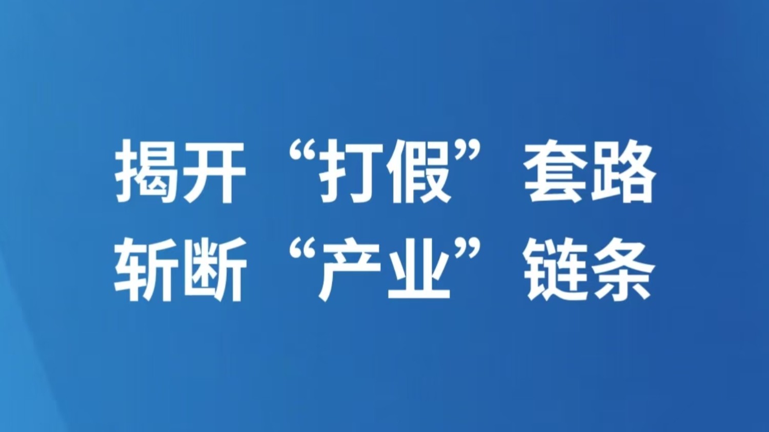 揭开“打假”套路 斩断“产业”链条