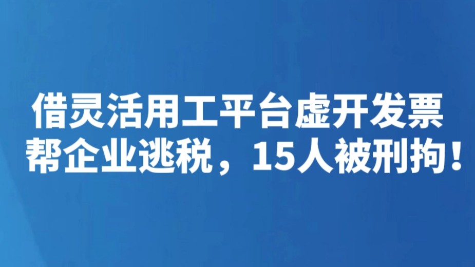 借灵活用工平台虚开发票帮企业逃税，15人被刑拘！