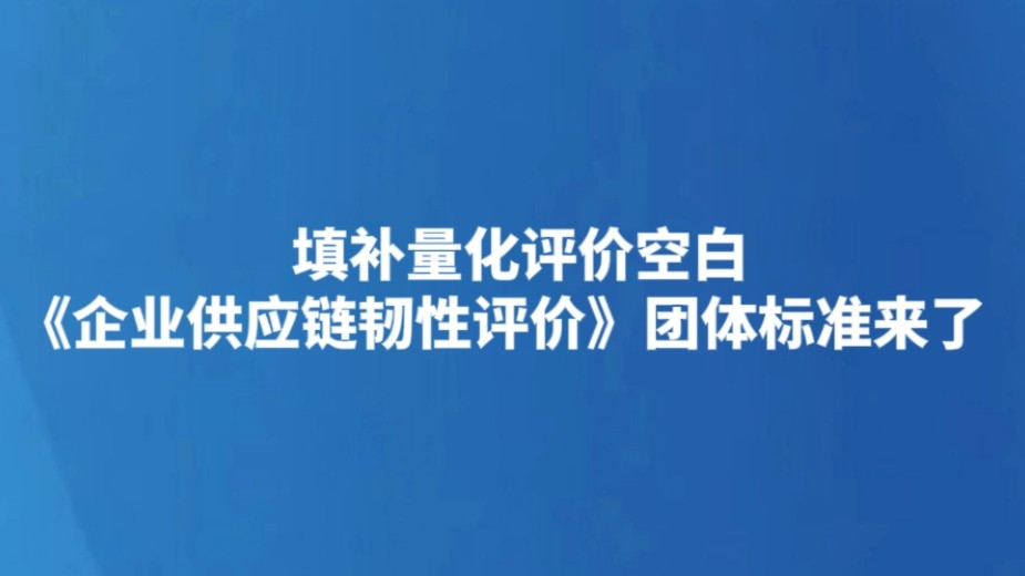 填补量化评价空白 《企业供应链韧性评价》团体标准来了