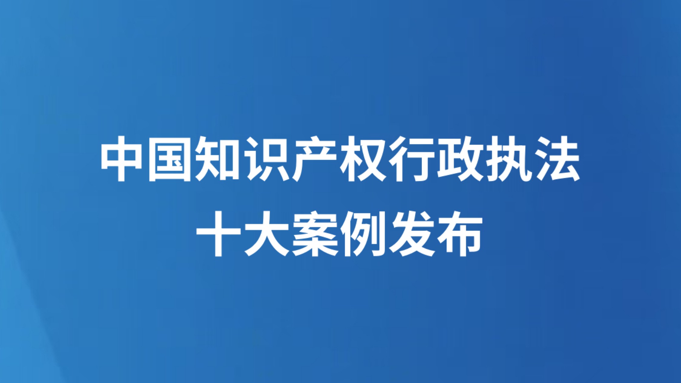 中国知识产权行政执法十大案例发布