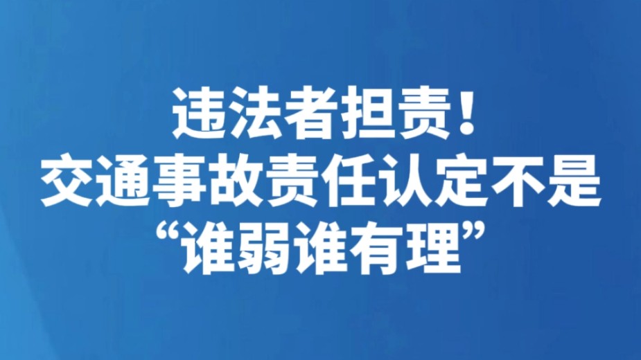 违法者担责！交通事故责任认定不是“谁弱谁有理”