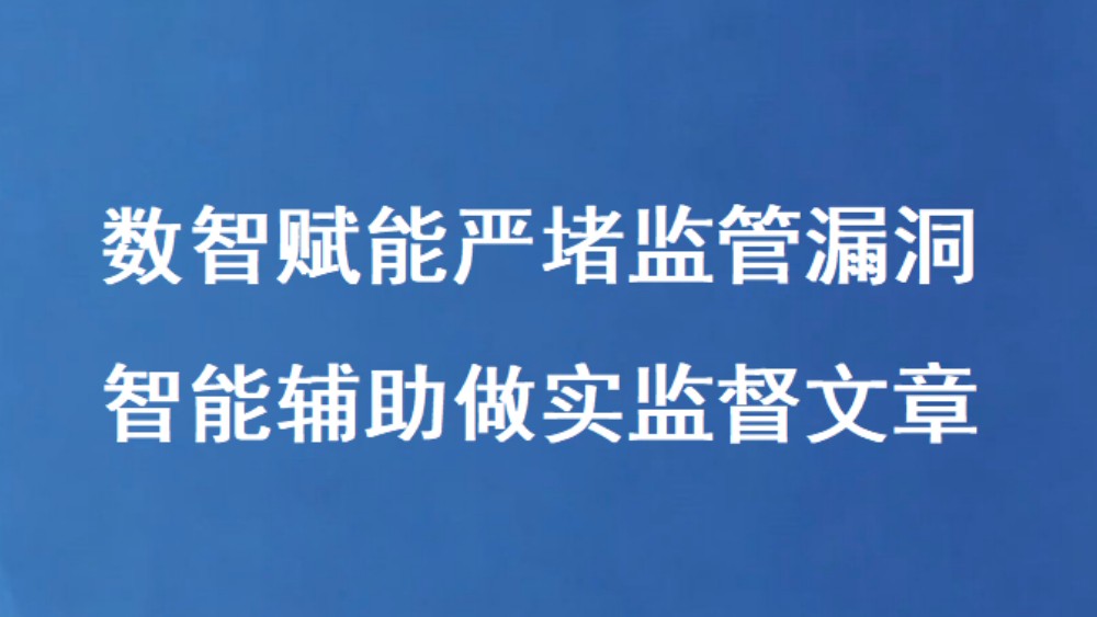 数智赋能严堵监管漏洞 智能辅助做实监督文章