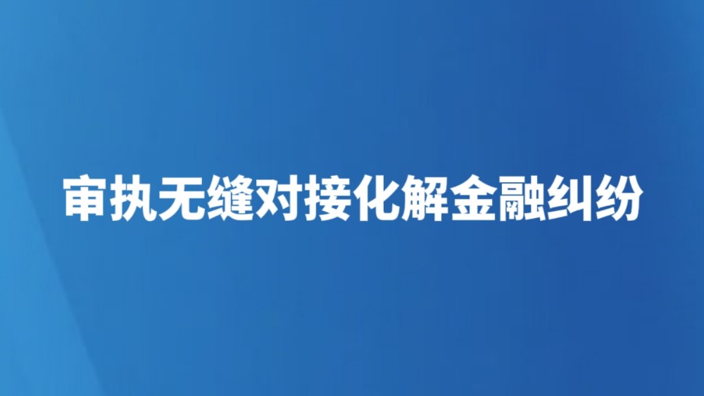 审执无缝对接化解金融纠纷