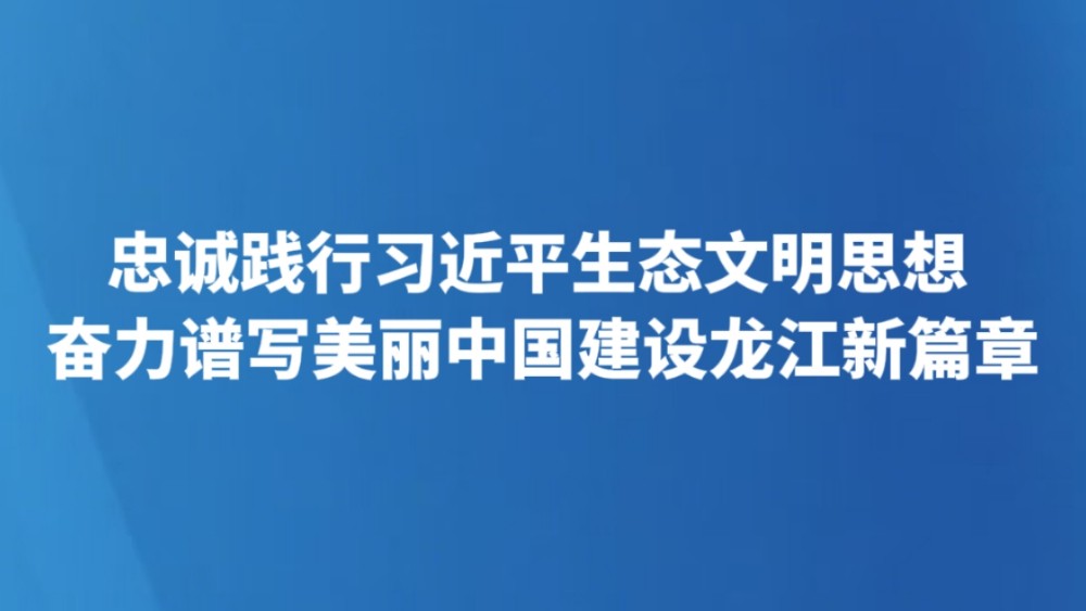忠诚践行习近平生态文明思想 奋力谱写美丽中国建设龙江新篇章