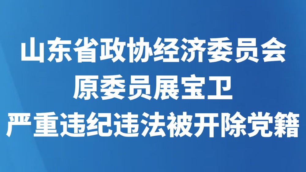 山东省政协经济委员会原委员展宝卫严重违纪违法被开除党籍