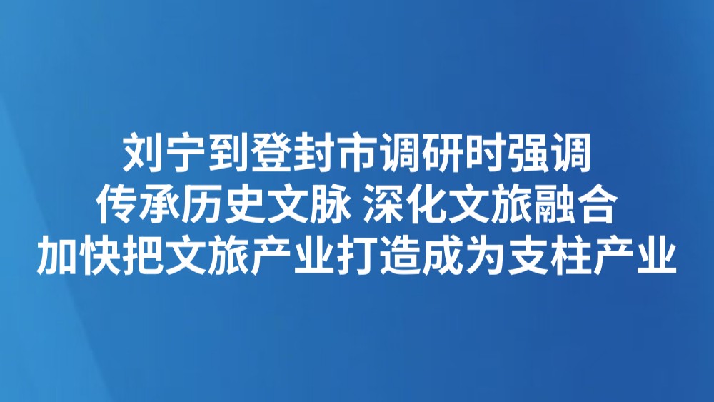 刘宁到登封市调研时强调 传承历史文脉 深化文旅融合 加快把文旅产业打造成为支柱产业