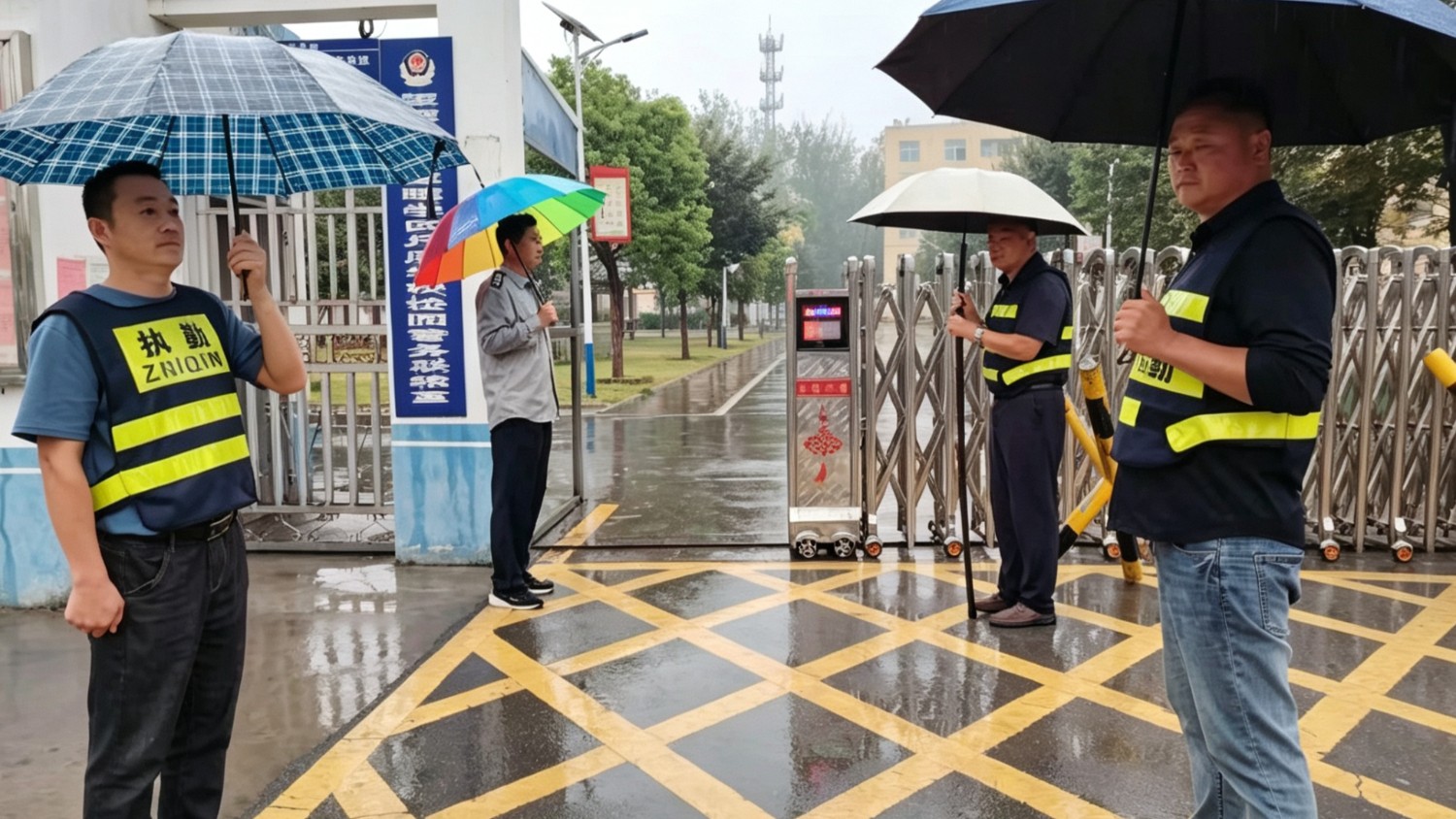 风雨坚守护学岗 暖心守护上学路