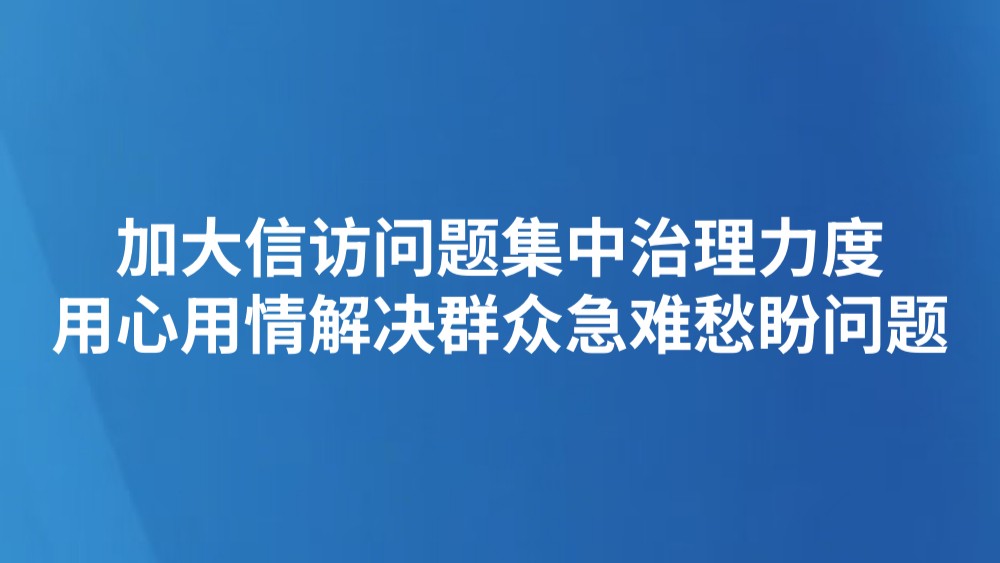 加大信访问题集中治理力度 用心用情解决群众急难愁盼问题