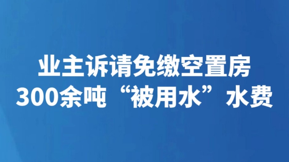 业主诉请免缴空置房300余吨“被用水”水费
