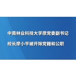 中南林业科技大学原党委副书记、校长廖小平被开除党籍和公职