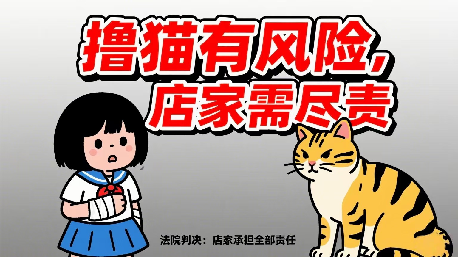 十一岁女孩“撸猫”被抓伤，店家被判全责