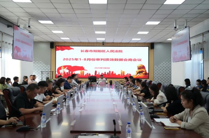 吉林双阳法院召开2025年1-8月审判执行数据会商会议