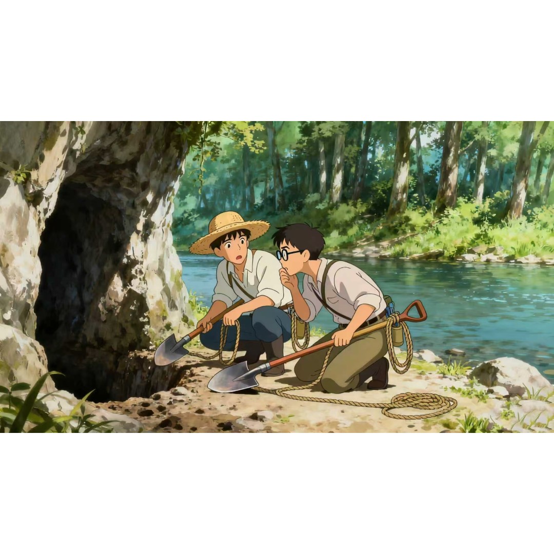 钓鱼偶遇探墓洞，邀上同伙挖古董