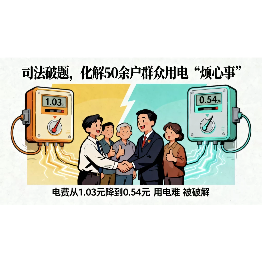 司法破题，化解50余户群众用电“烦心事”--电费从1.03元降到0.54元