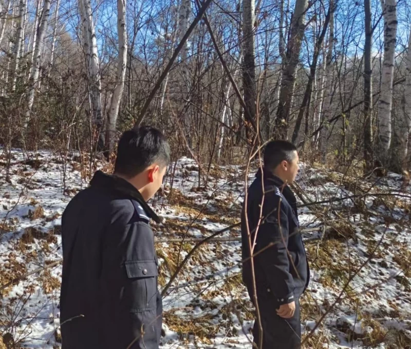 黑龙江省林区公安局沾河分局汤元山派出所开展“绿荫工程”巡山护林工作