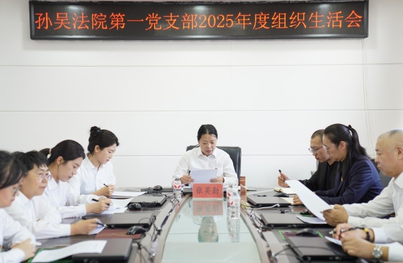 黑龙江省黑河市孙吴法院第一党支部召开2025年度组织生活会