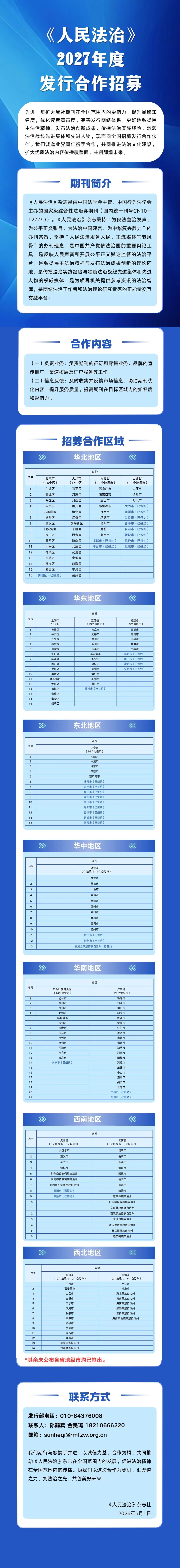 《人民法治》2027年度发行合作招募