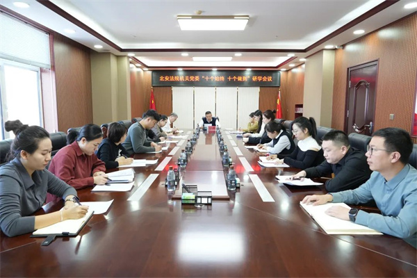 黑龙江省北安法院机关党委召开“十个始终、十个做到”研学会议