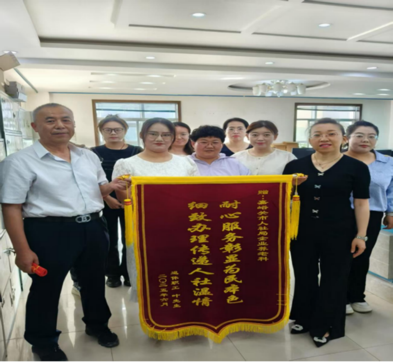 甘肃省嘉峪关市人社局锦旗红里映初心 人社服务暖民心